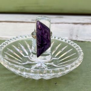 Rare Vintage Charoite Sterling Silver Ring by Navajo Artist H. Spencer